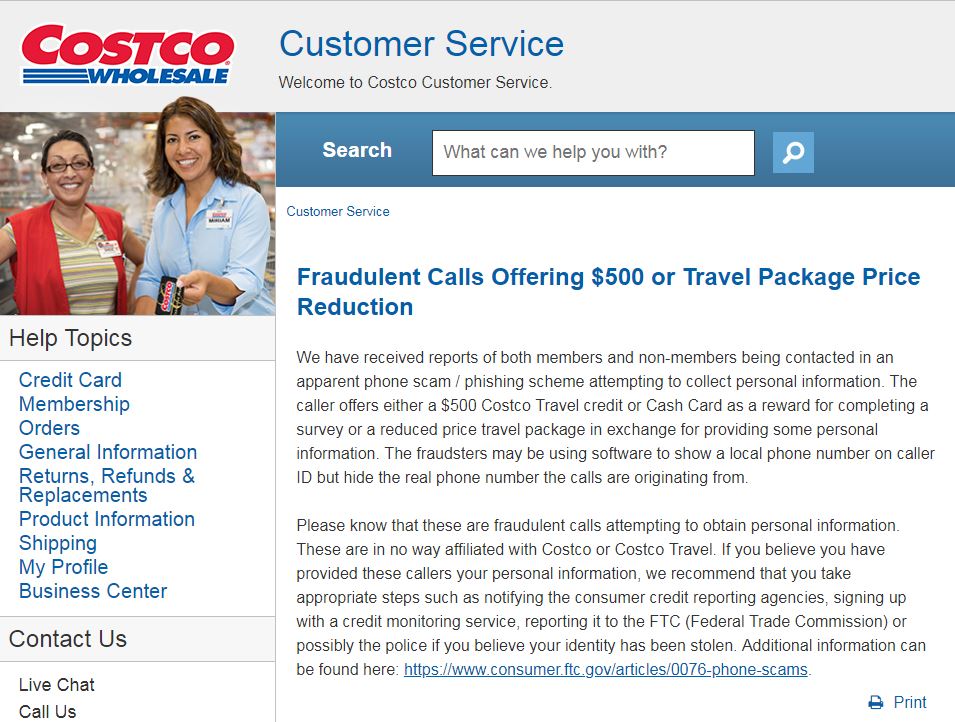 Scam Alert: Scam Calls Offering Costco Travel Credit, Cash Card, or Reduced  Travel Package