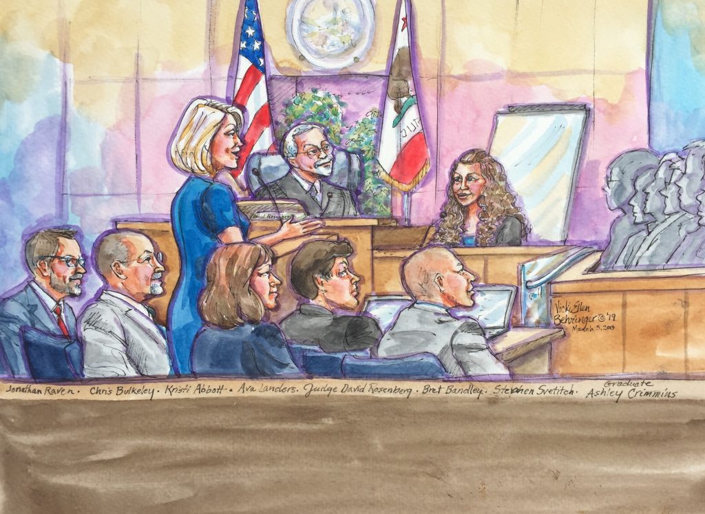 Sketch depicts the mental health court team at the graduation ceremony