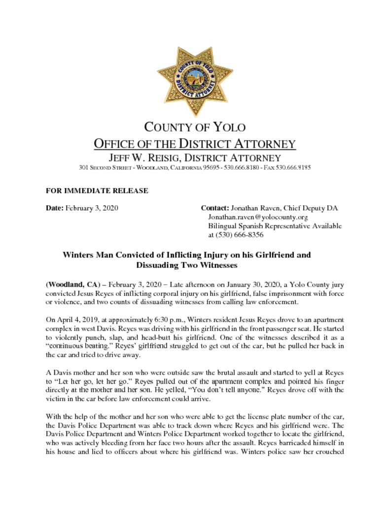 thumbnail of Press Release ~ Reyes Jury Conviction