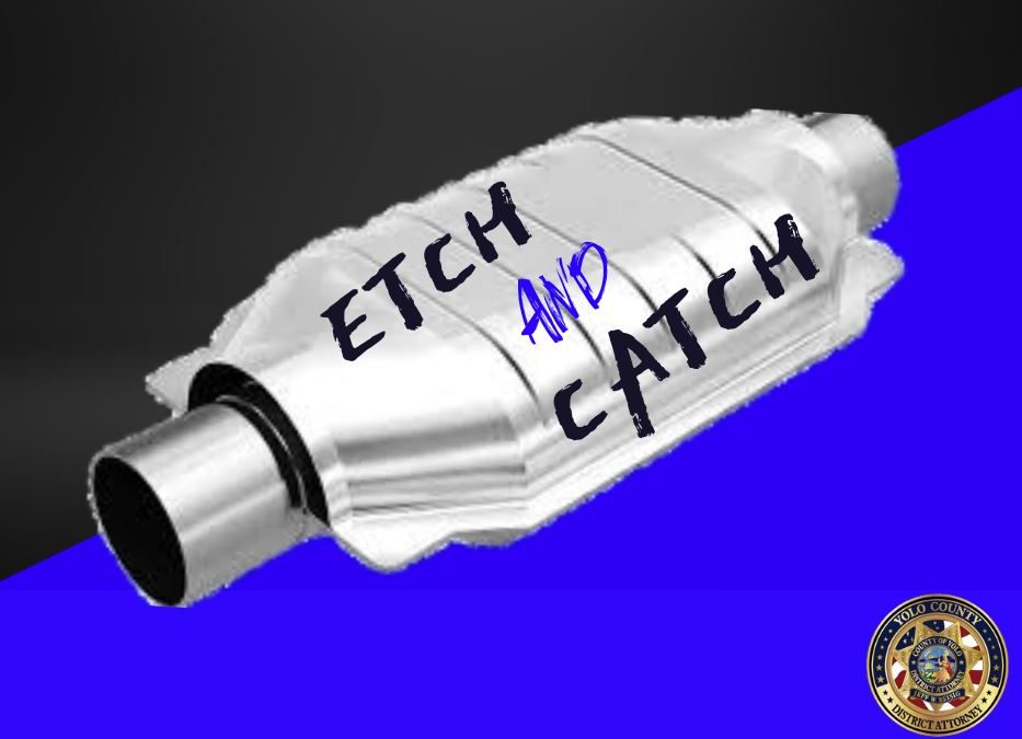 Image depicts an infographic about catalytic converter etching.