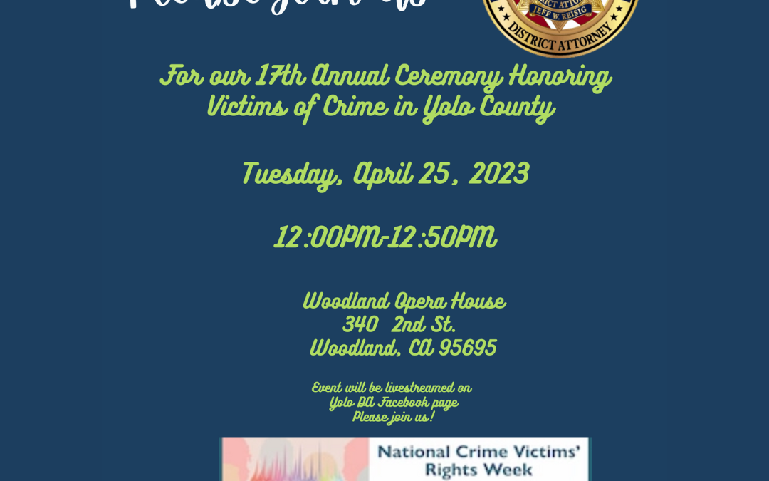 Yolo DA Recognizes Crime Victims’ Rights Week in April