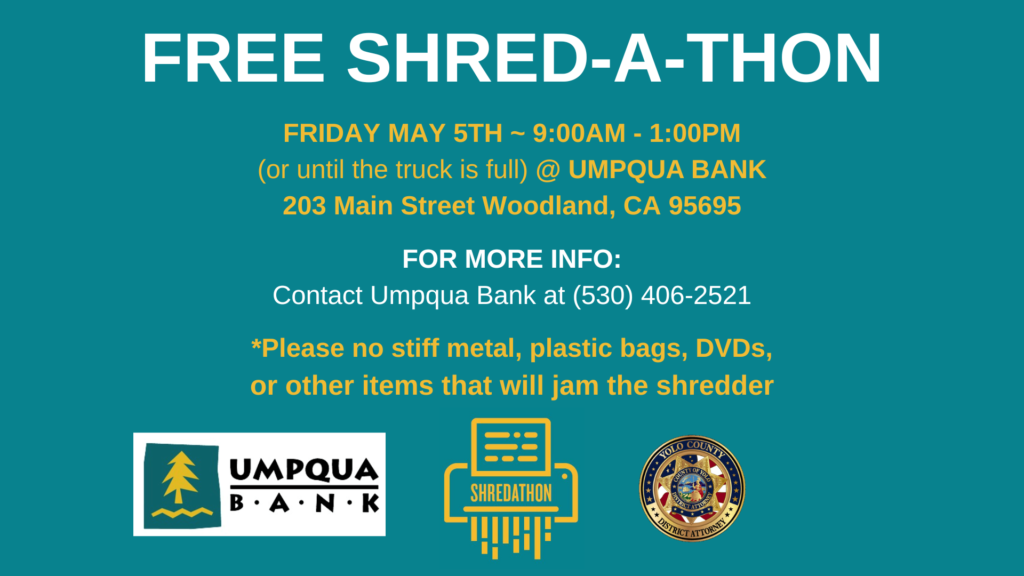 Image depicts a flyer with the time and location of the shred event.