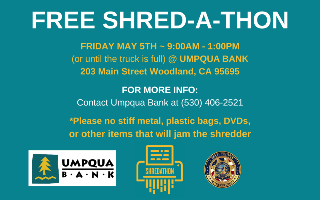 Image depicts a flyer with the time and location of the shred event.