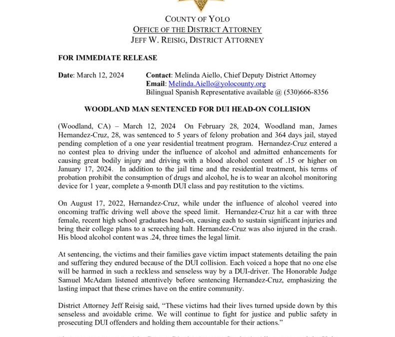 thumbnail of PRESS RELEASE HERNANDEZ CRUZ SENTENCING DUI HEAD ON COLLISION