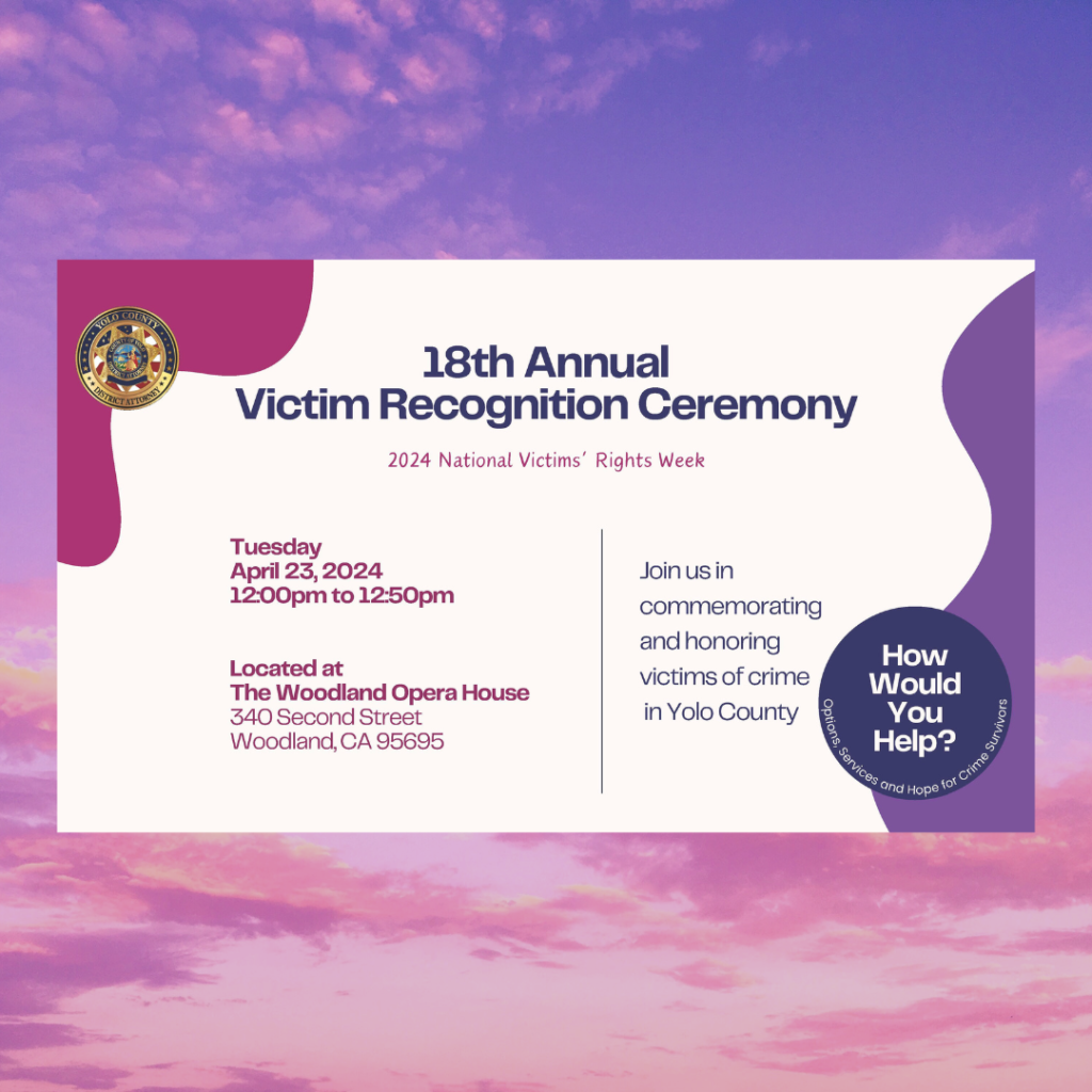 Image depicts the flyer/invitation for the Victim Recognition Ceremony.