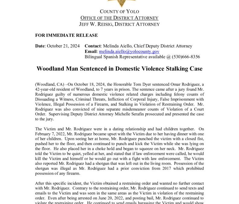 thumbnail of PRESS RELEAES OMAR RODRIGUEZ SENTENCE FOR STALKING CONVICTION