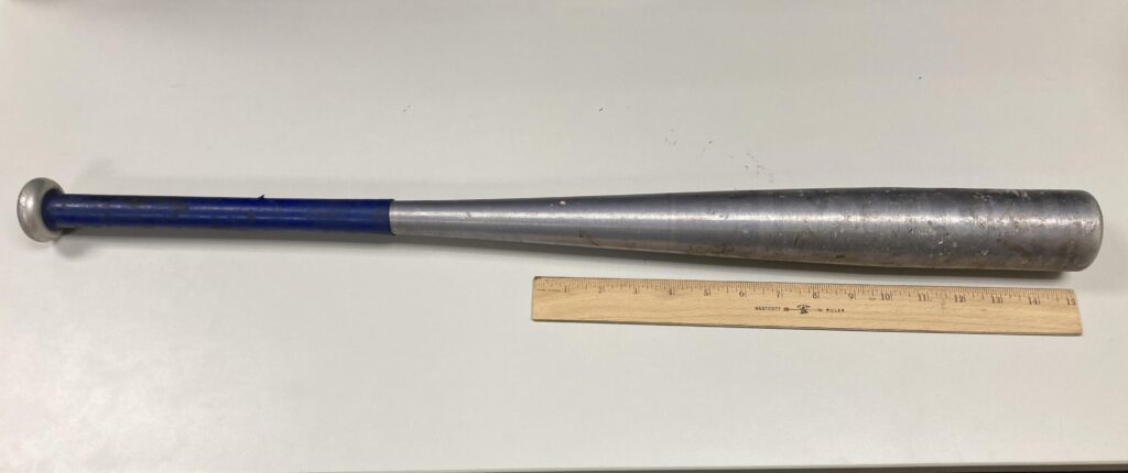 Image depicts the bat that was used in the assault.