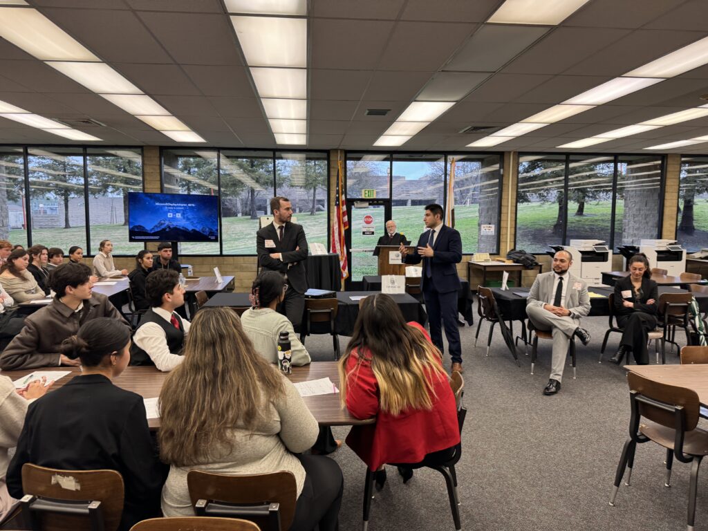 Image depicts the mock trial taking place on WHS campus.