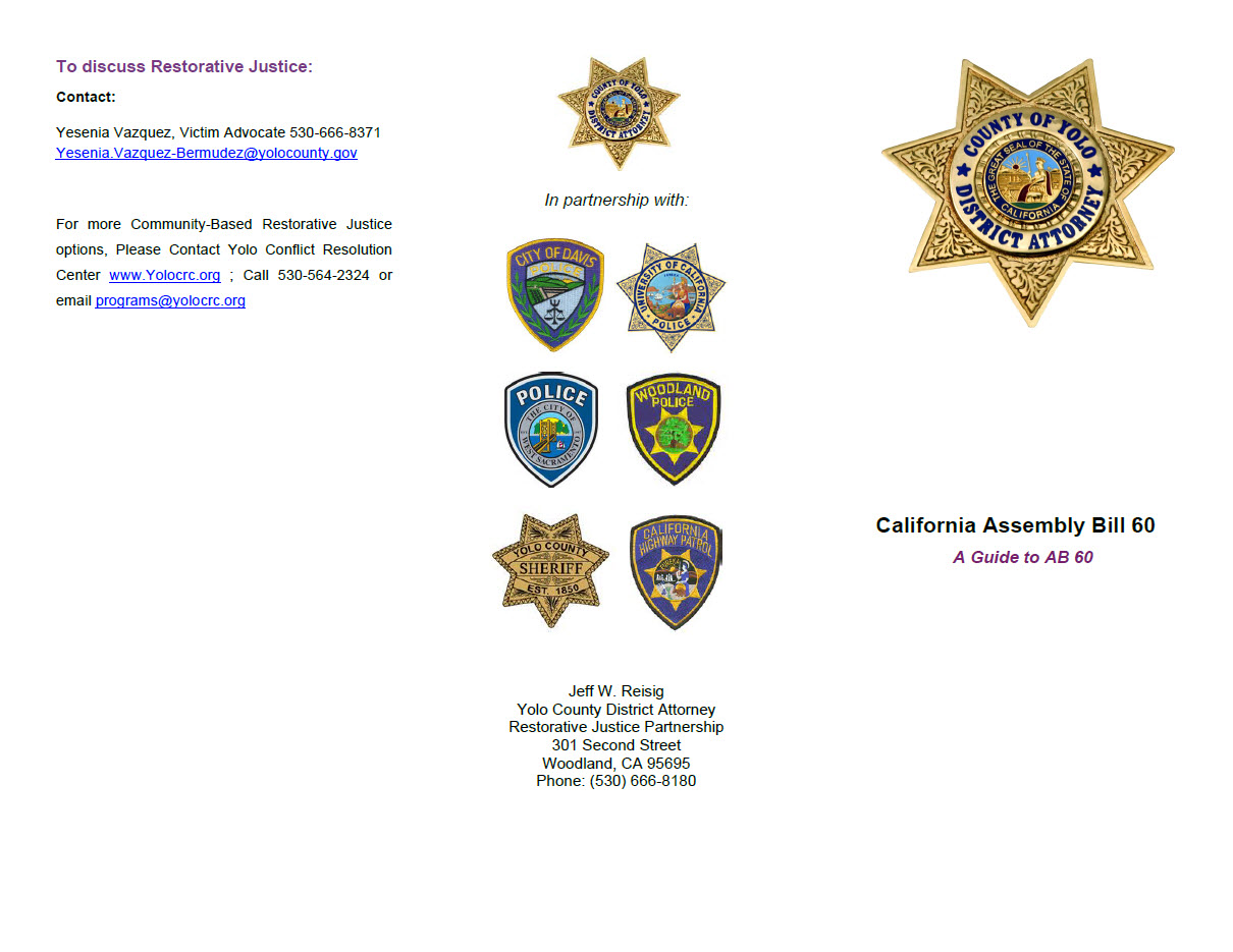 California Assembly Bill 60 Brochure Image